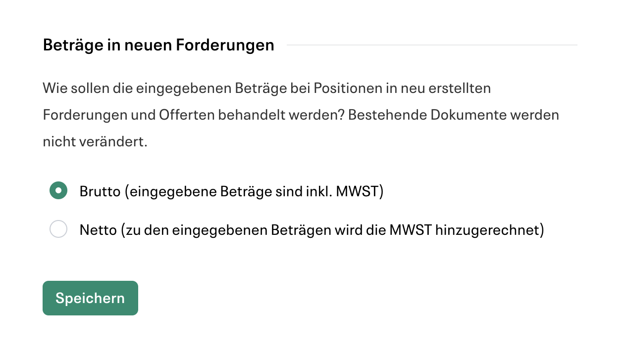 MWST Brutto/Netto-Einstellungen
