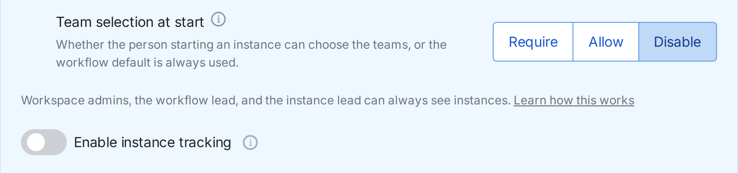 Image of the Enable instance tracking toggle directly below the Instance visibility settings