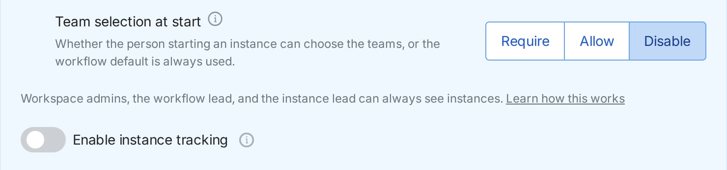 Image of the Enable instance tracking toggle directly below the Instance visibility settings