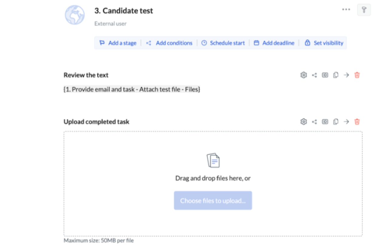 Image showing a step assigned to an external user