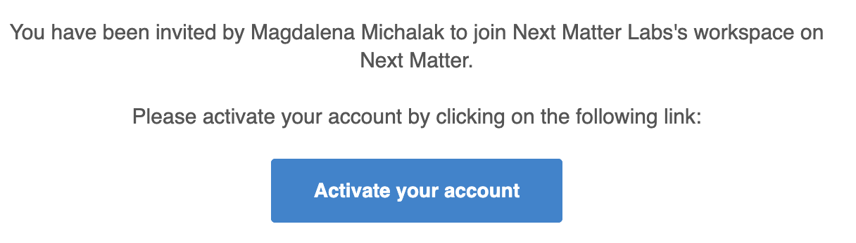 Image of the invitation email