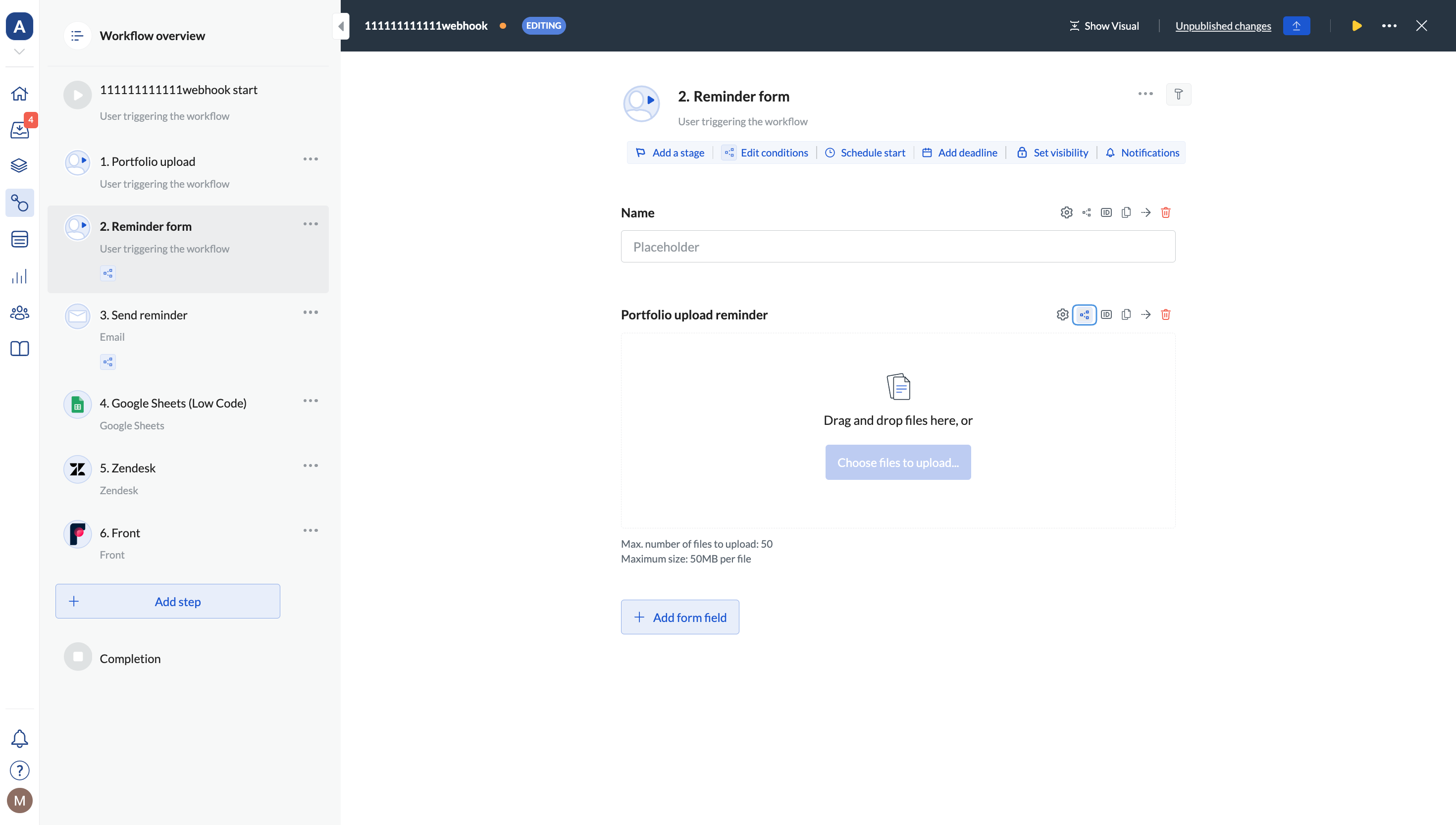 Image of the conditions icon next to a form field