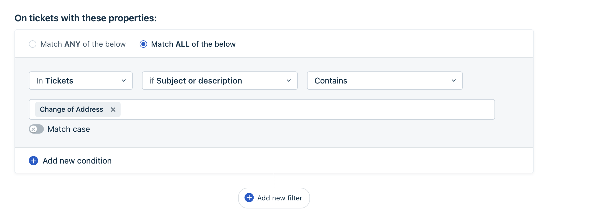 A screenshof of Freshdesk page to set automation