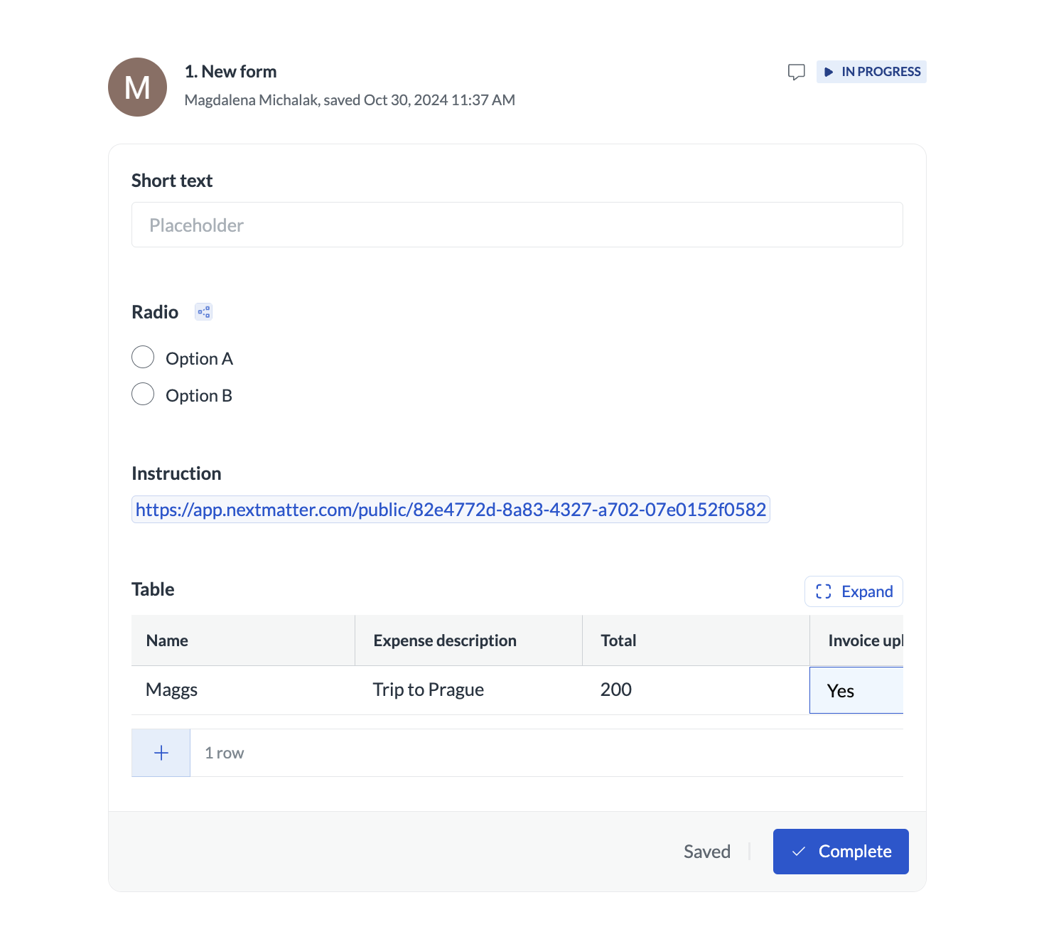 The image of the table form field configuration with the option to let users add rows selected