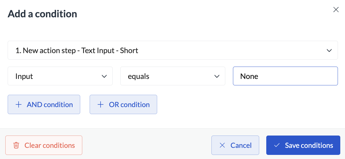 Image of Conditions pop-up in Next Matter