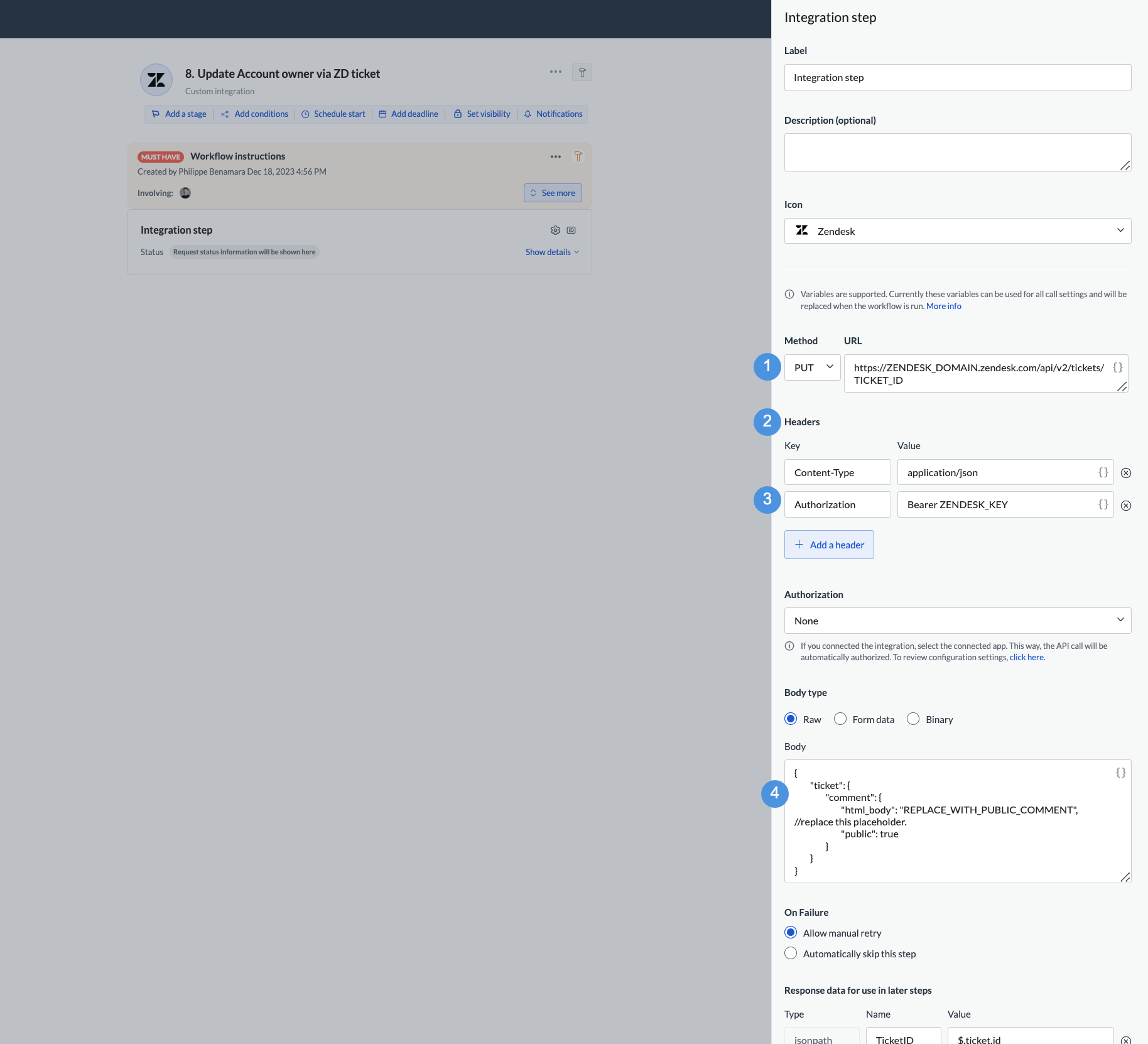Image showing custom integration setup