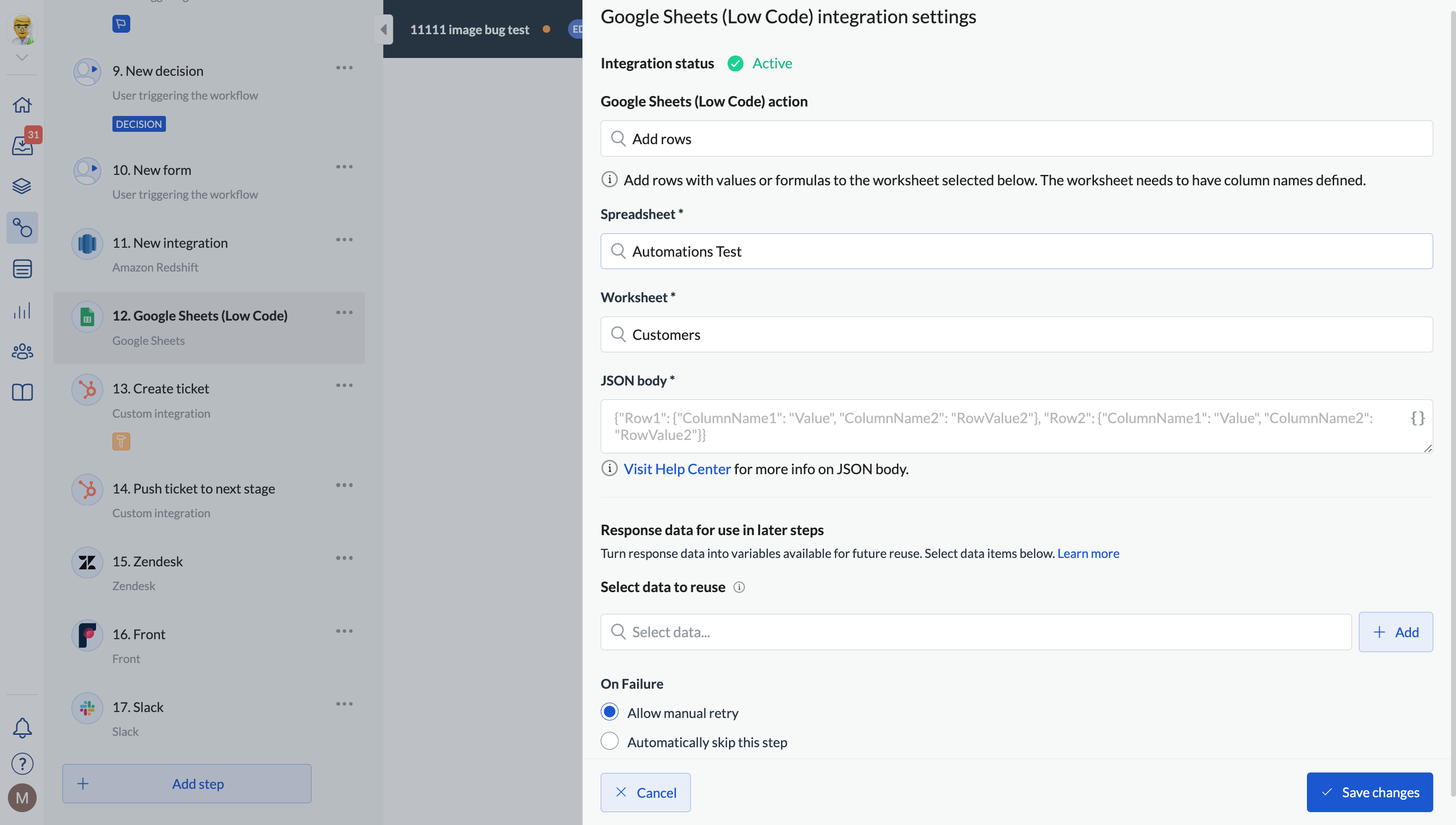 Image showing Google Sheets no-code setup