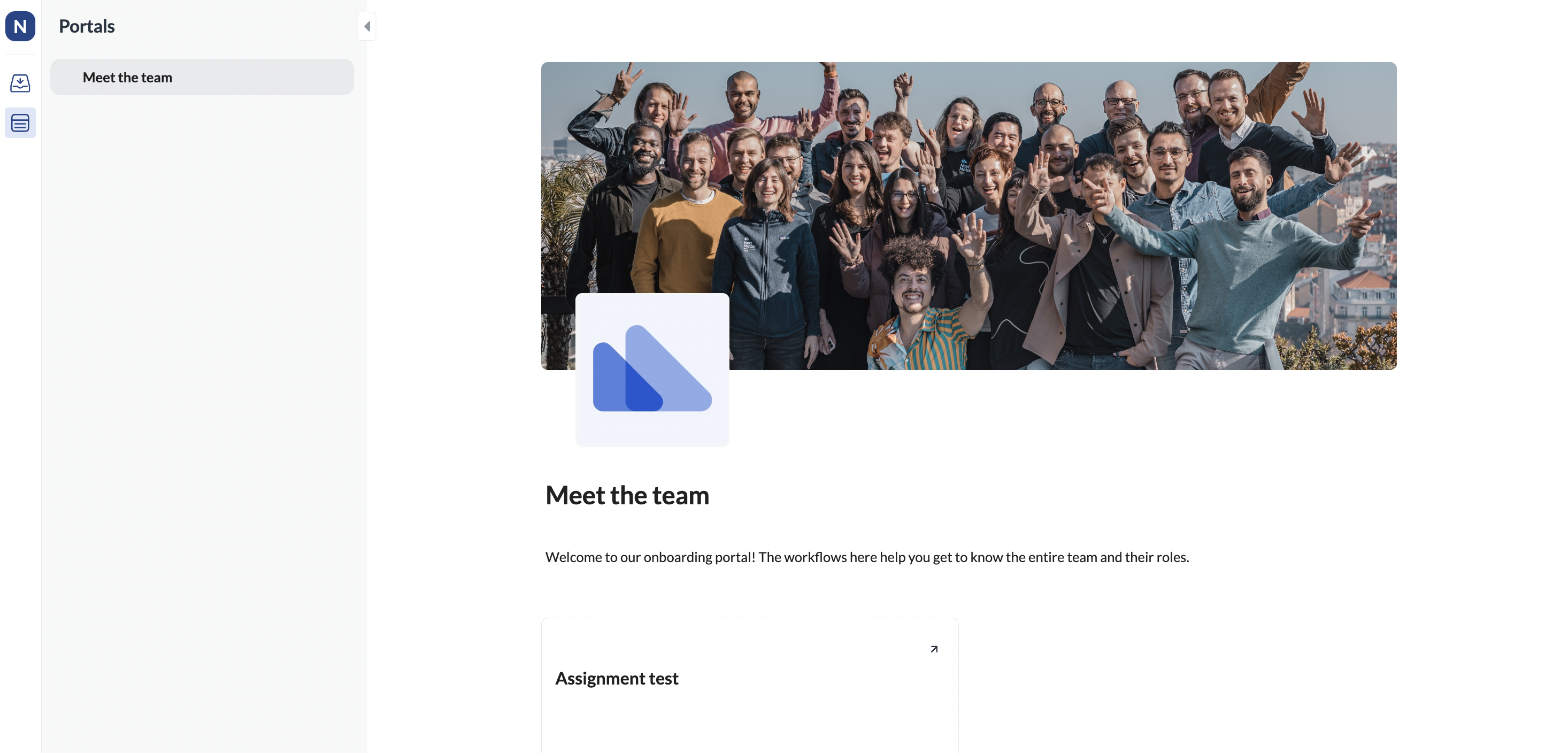 Image of the company portal with a workflow users can start