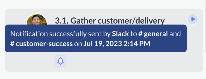 Image of the hover-over tooltip over an icon indicating there is a slack notification configured
