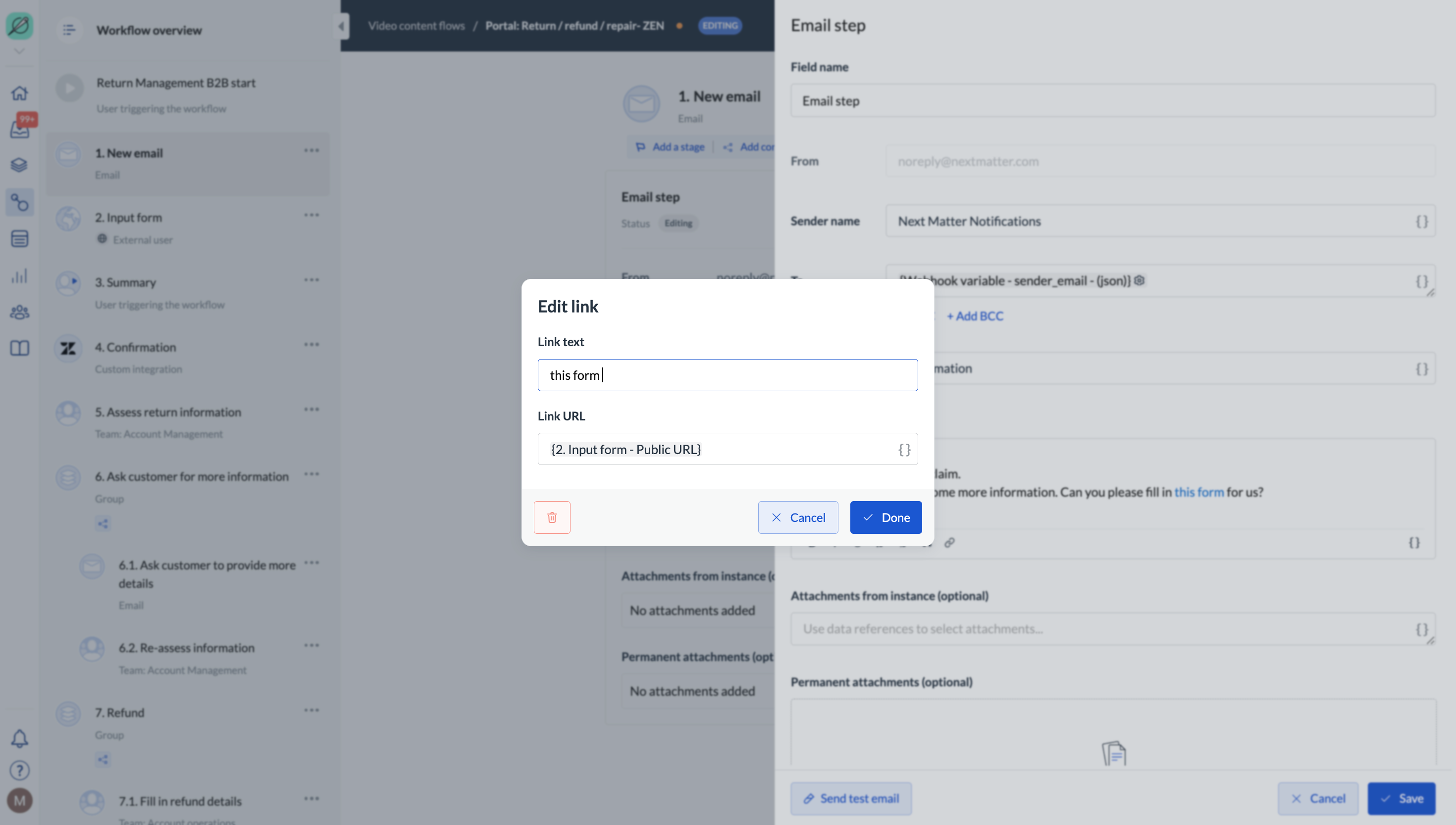 Image of a public form URL used in and email