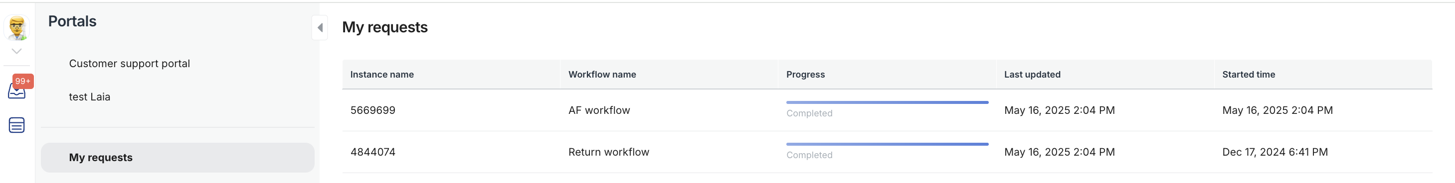 Image of My requests in Light user view