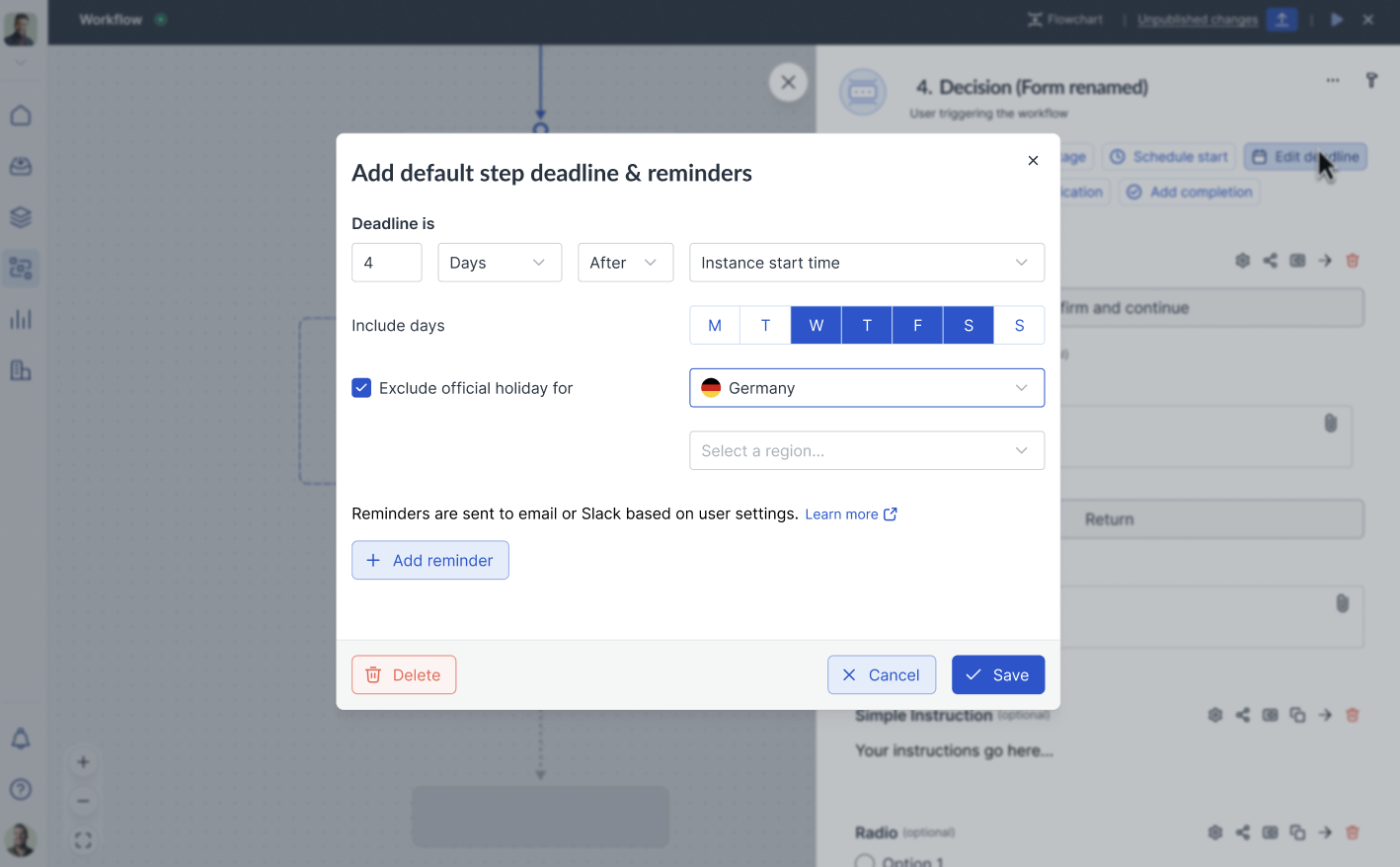 Image showing day exclusions