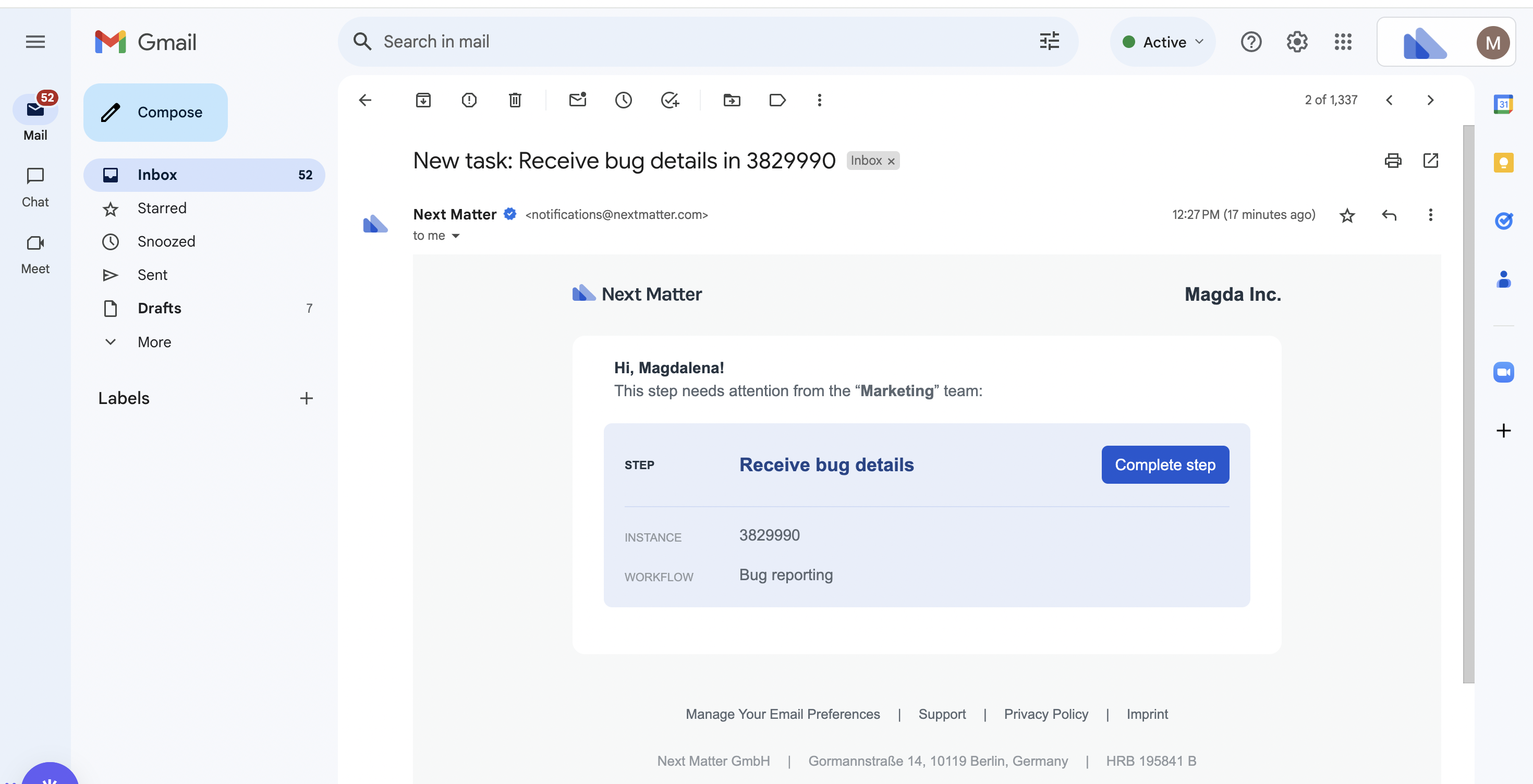 Image showing email notifiction