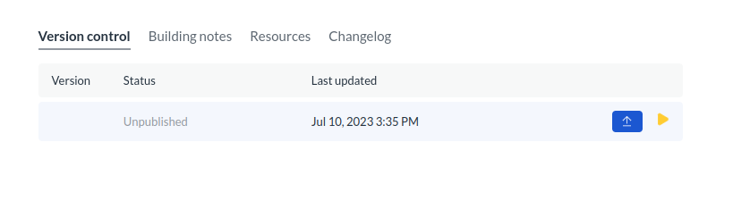 Screenshot of the version control tab