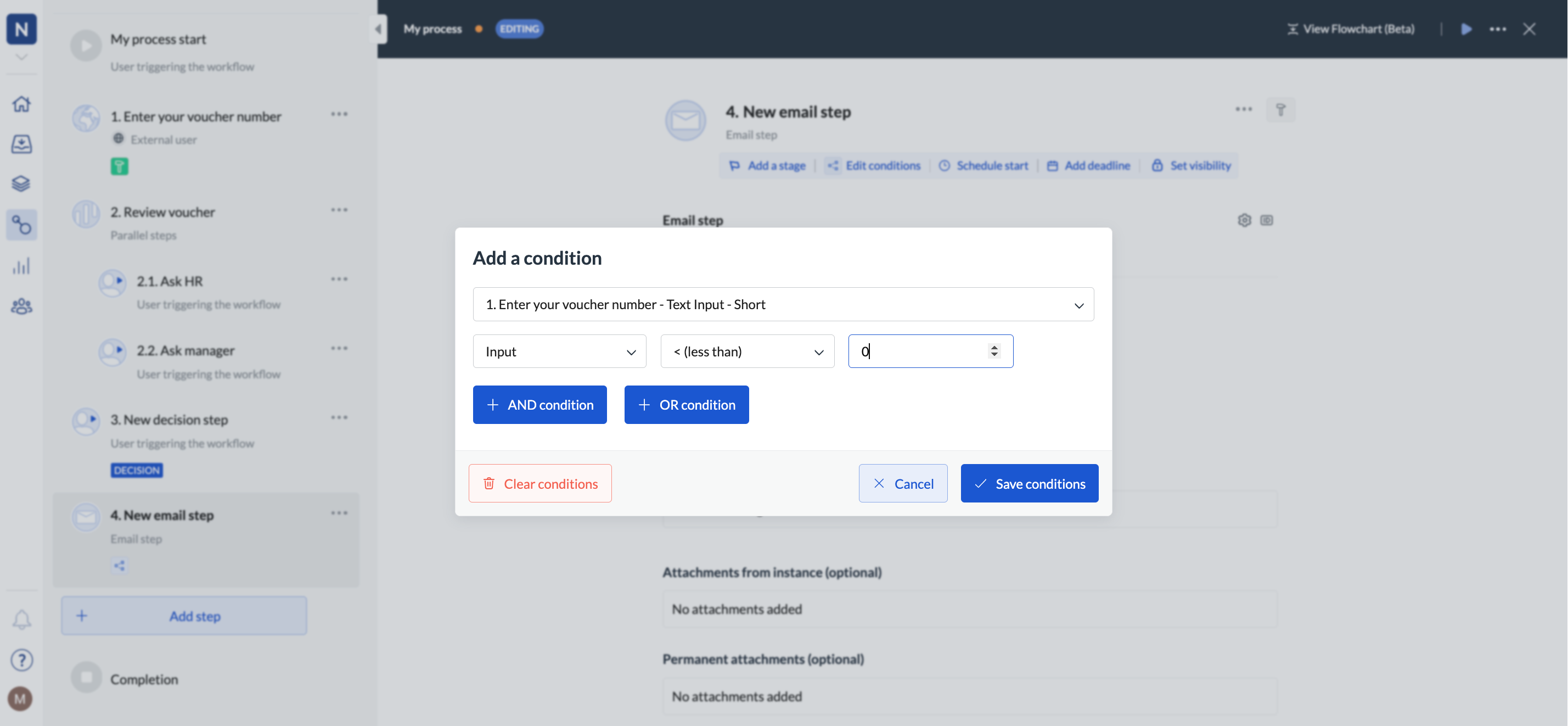 Image of the conditions pop-up