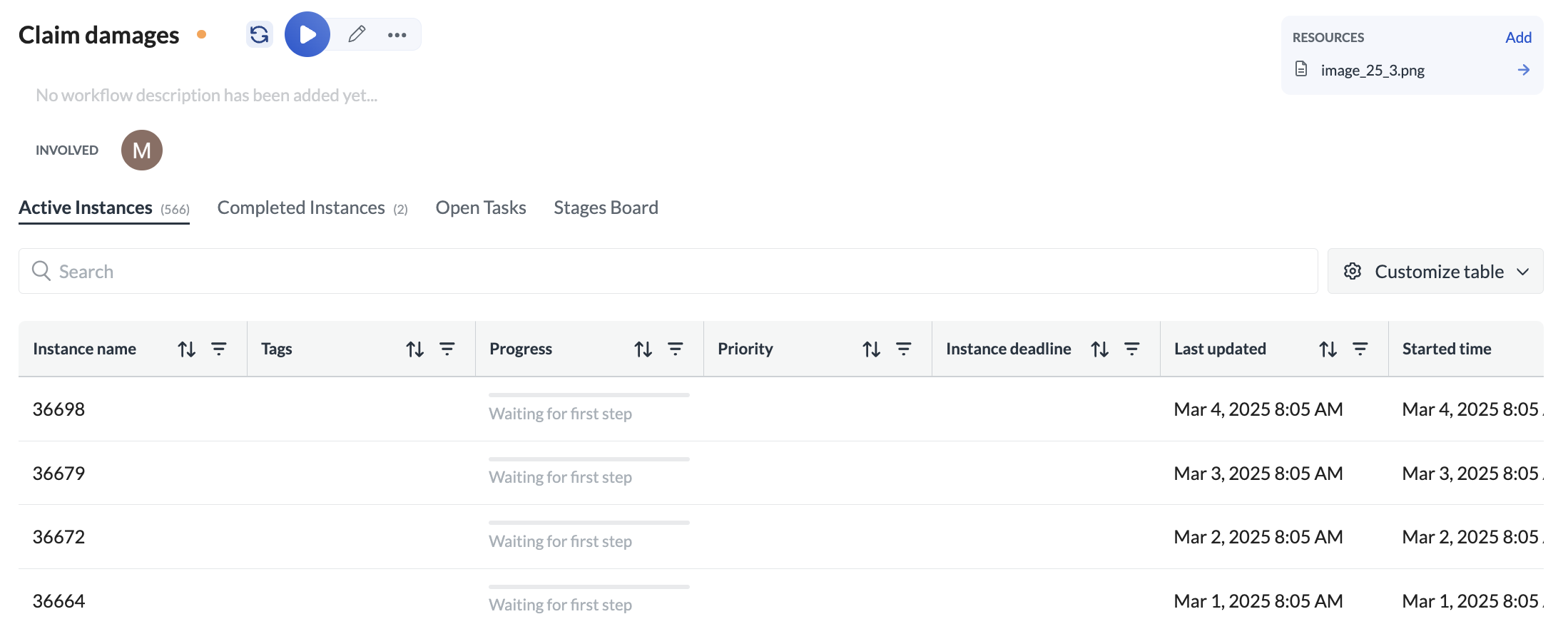 Image showing the section with resources uploaded