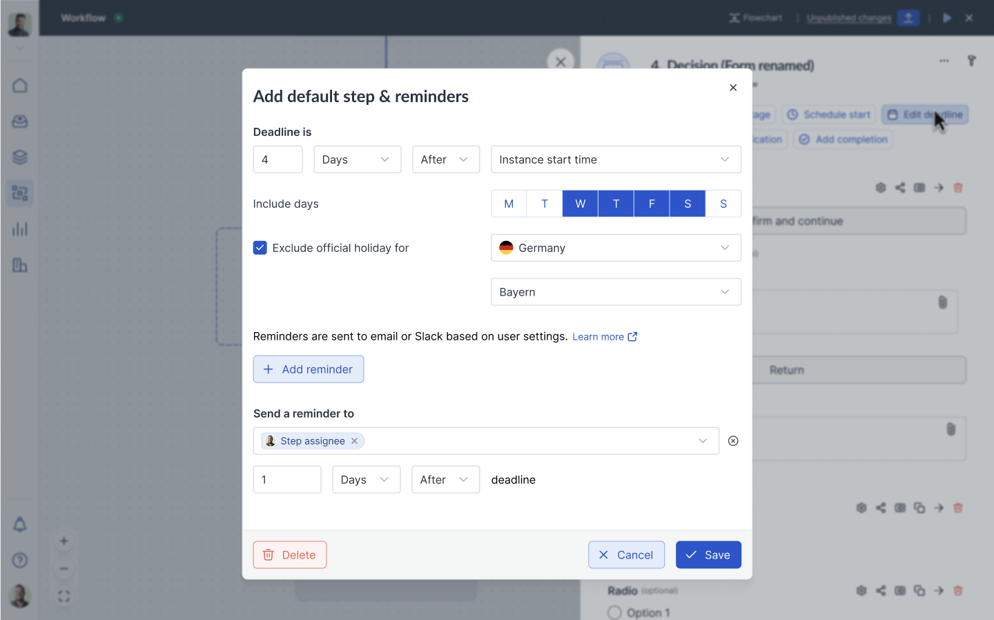 Image showing exclusions based on regional holidays
