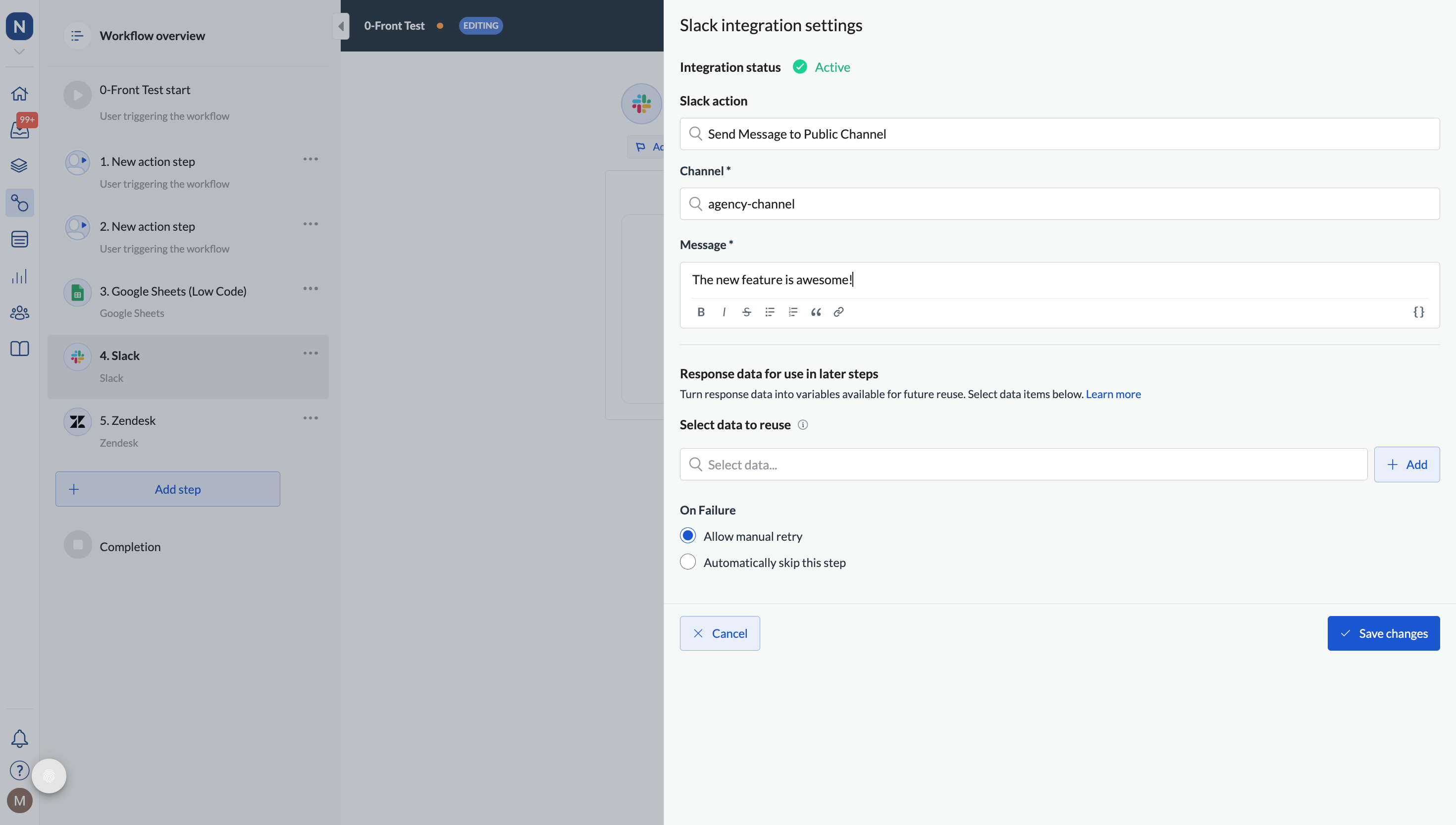 Image of Slact notification stetup page