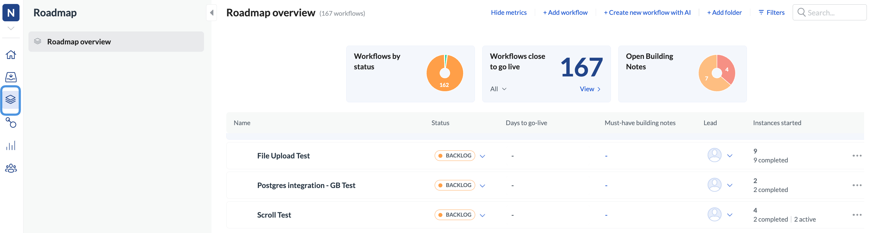 Image of the roadmap page in Next Matter