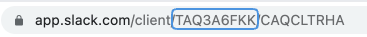 Image of the Team ID in the Slack URL