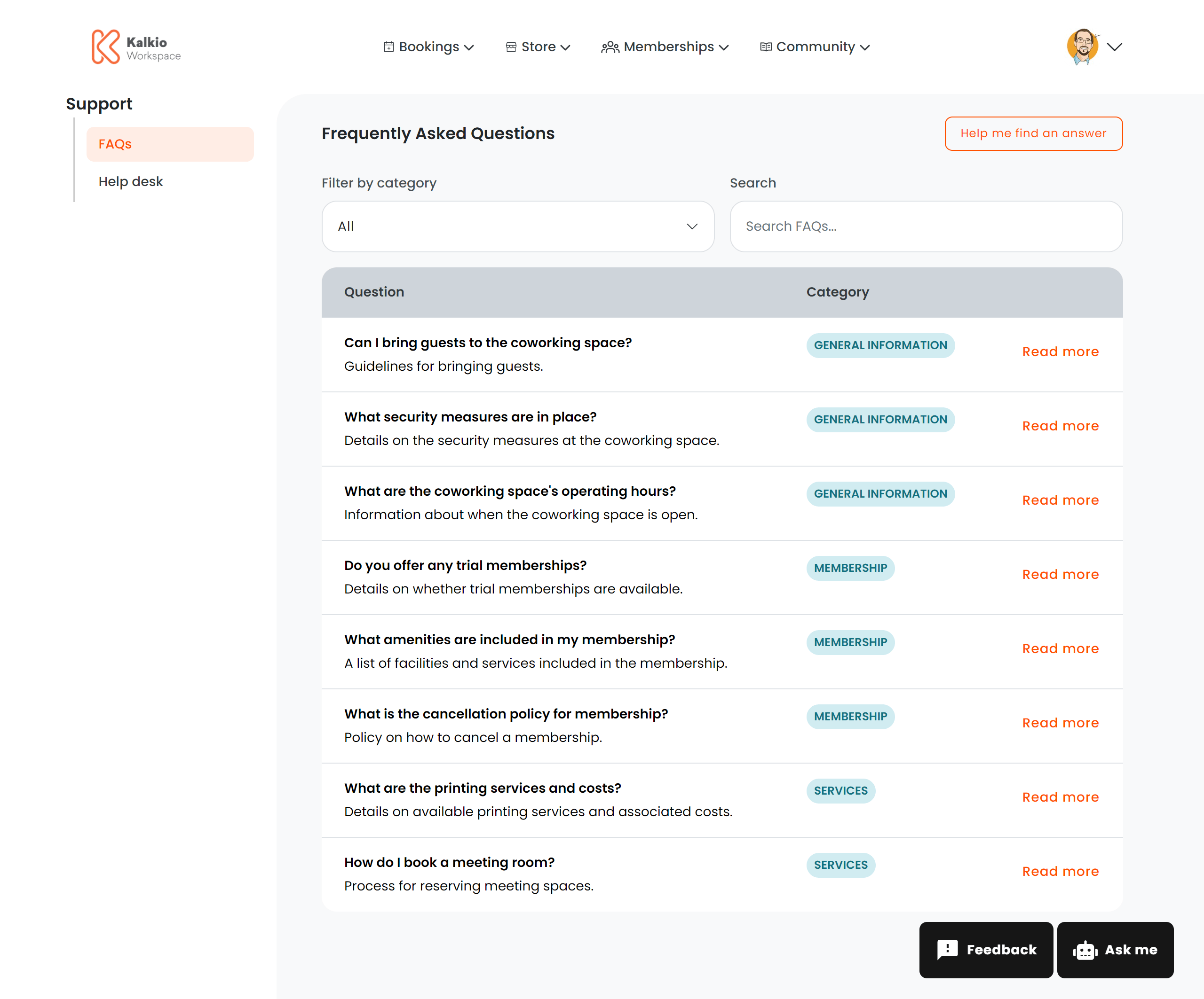 FAQ page