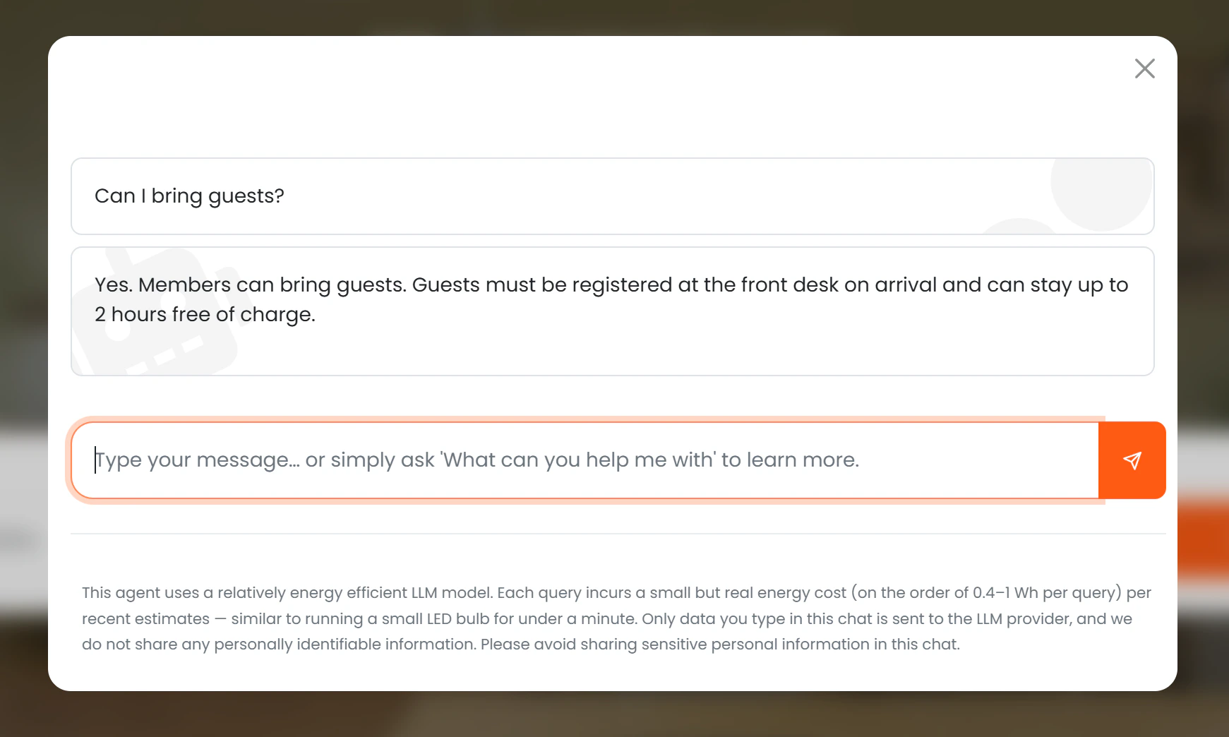 Chat showing a question answered from an FAQ article