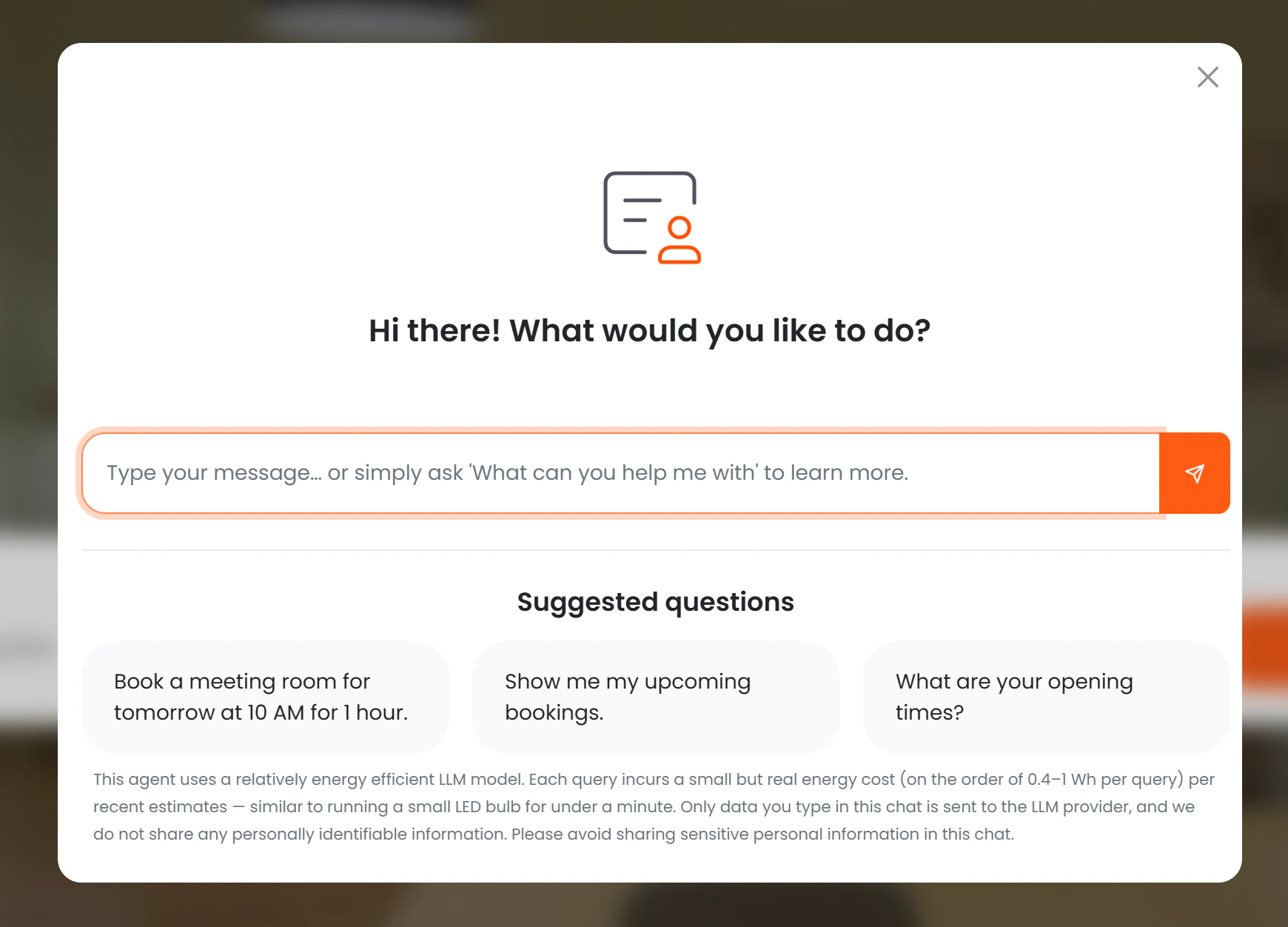 AI chat button and open chat window on the members portal