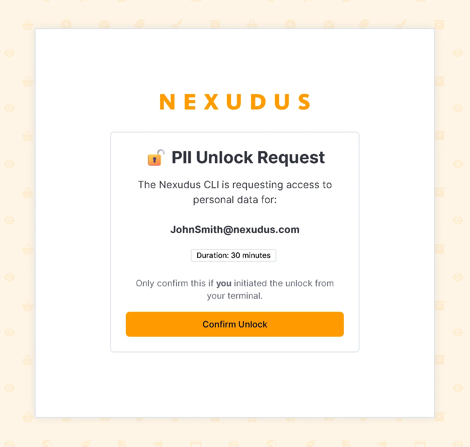 CLI waiting for browser-based PII unlock confirmation
