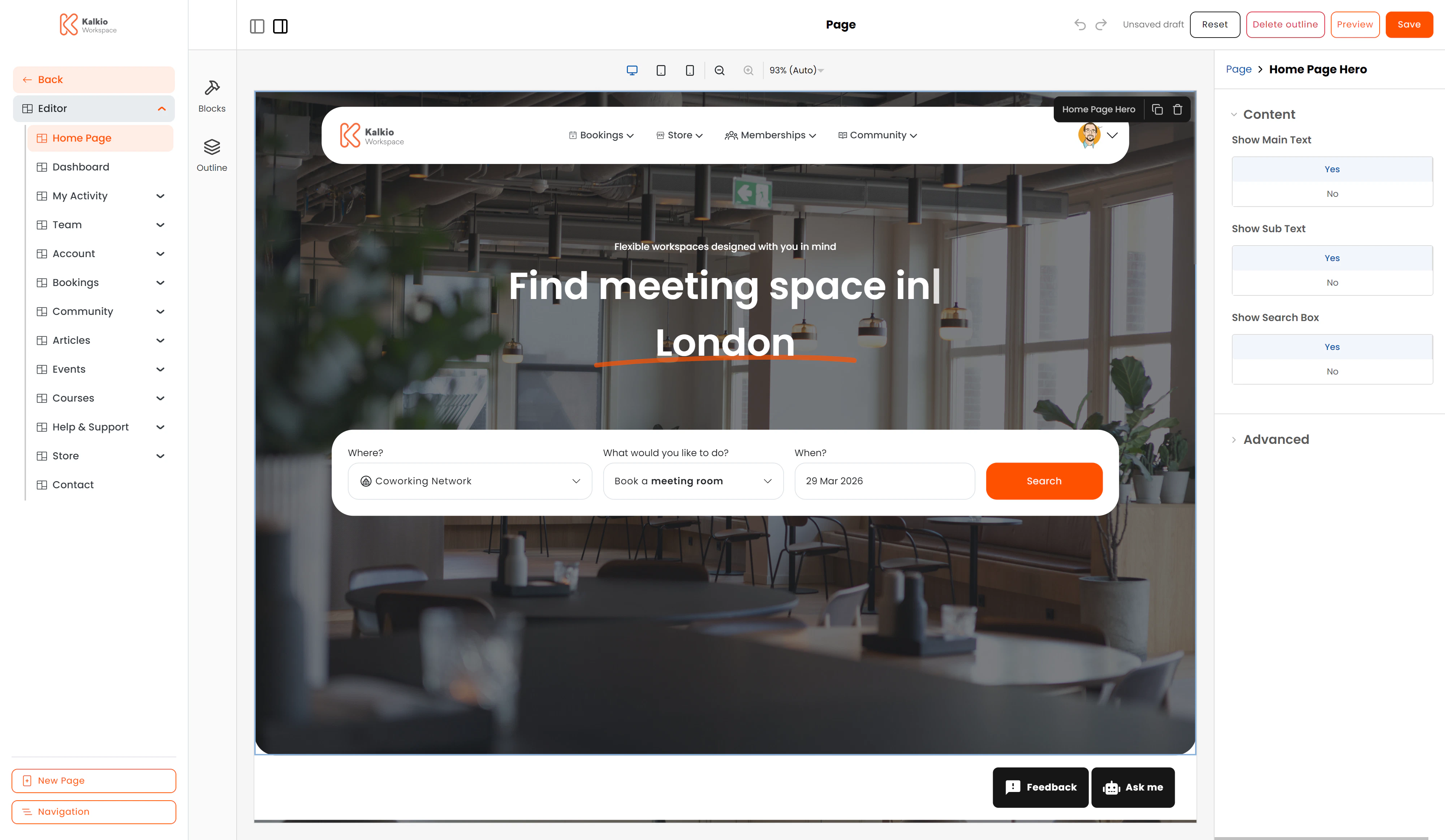 Booking checkout page