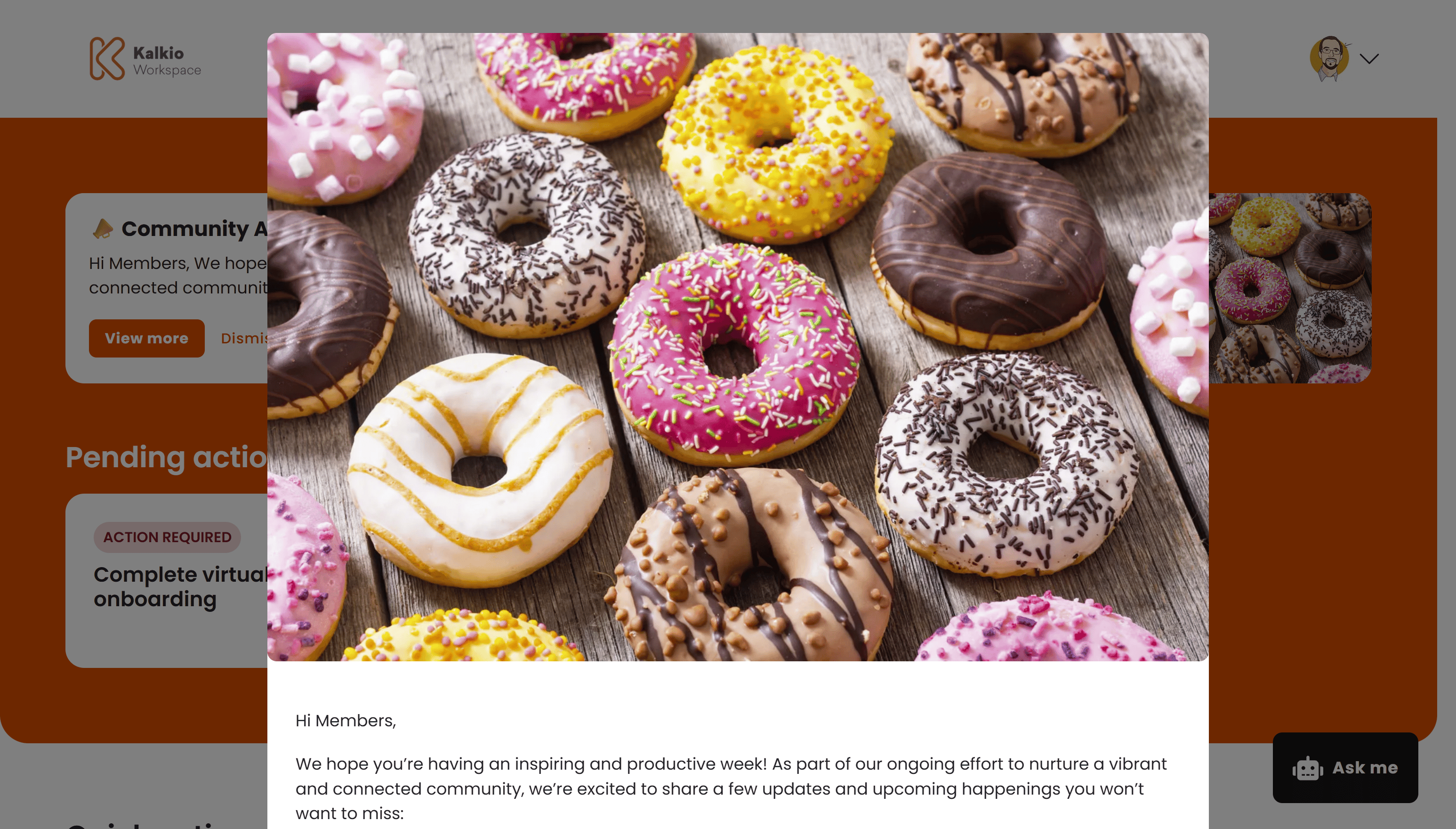Community Announcements modal
