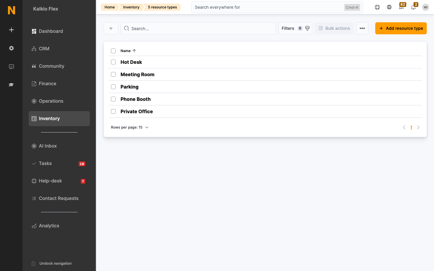 billing resource types
