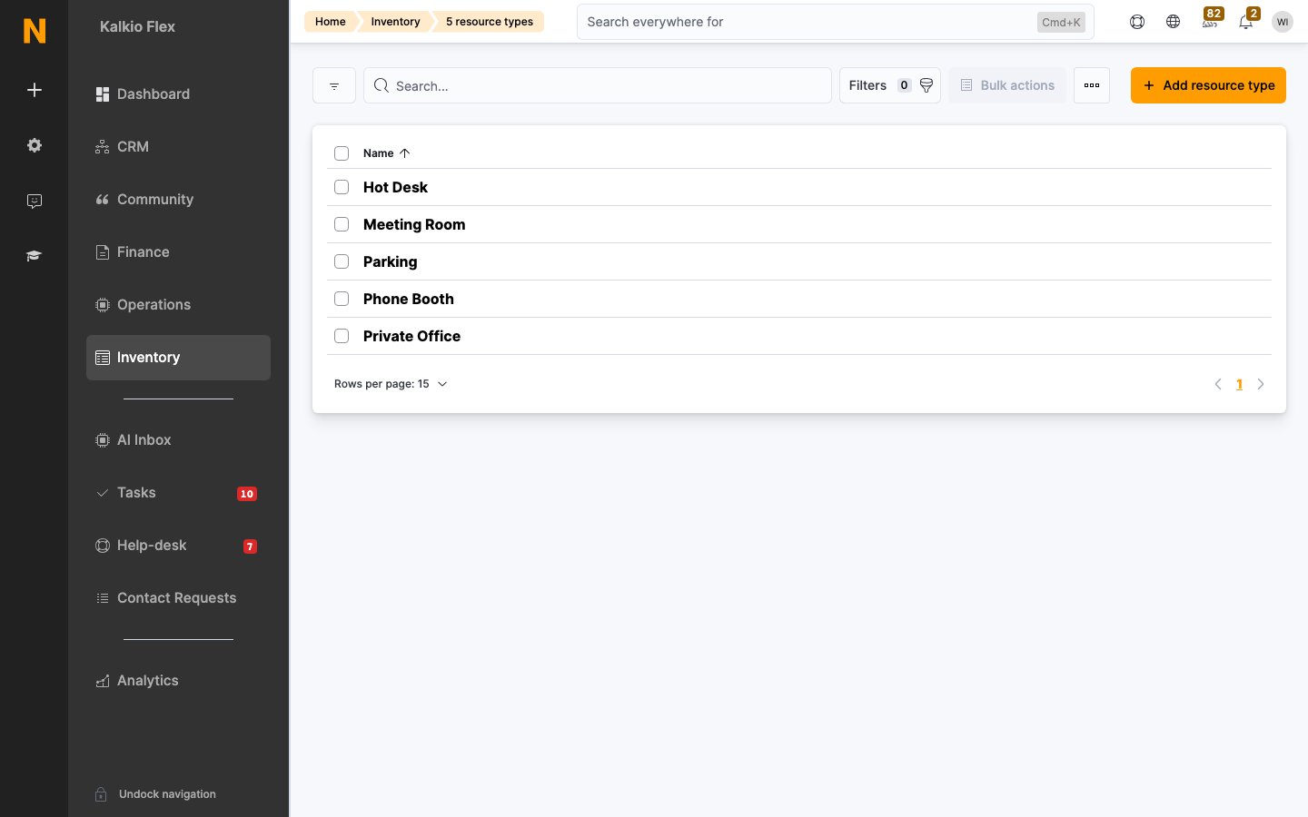 billing resource types