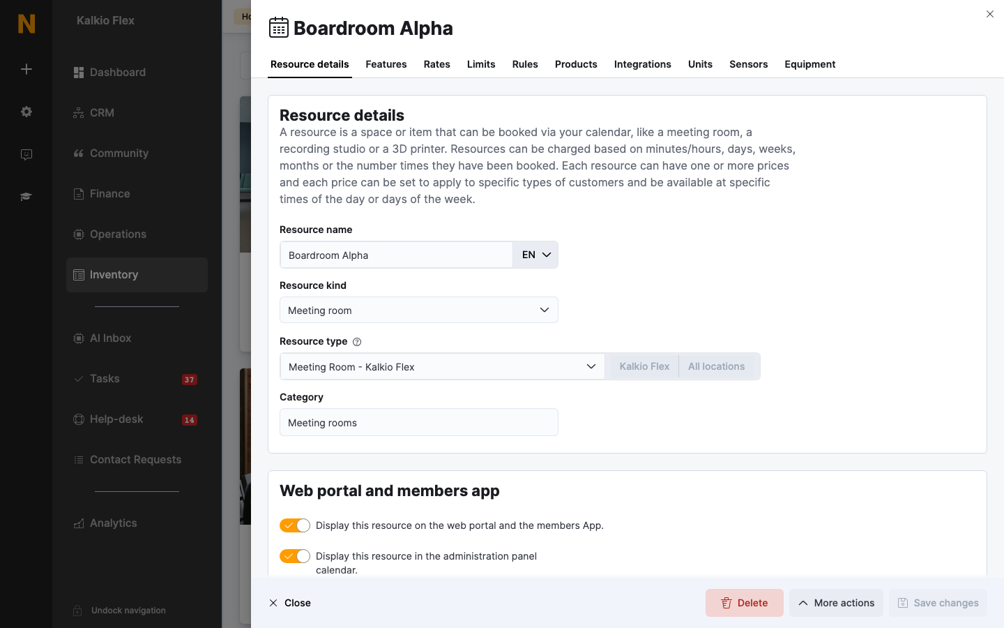 The Resource details tab