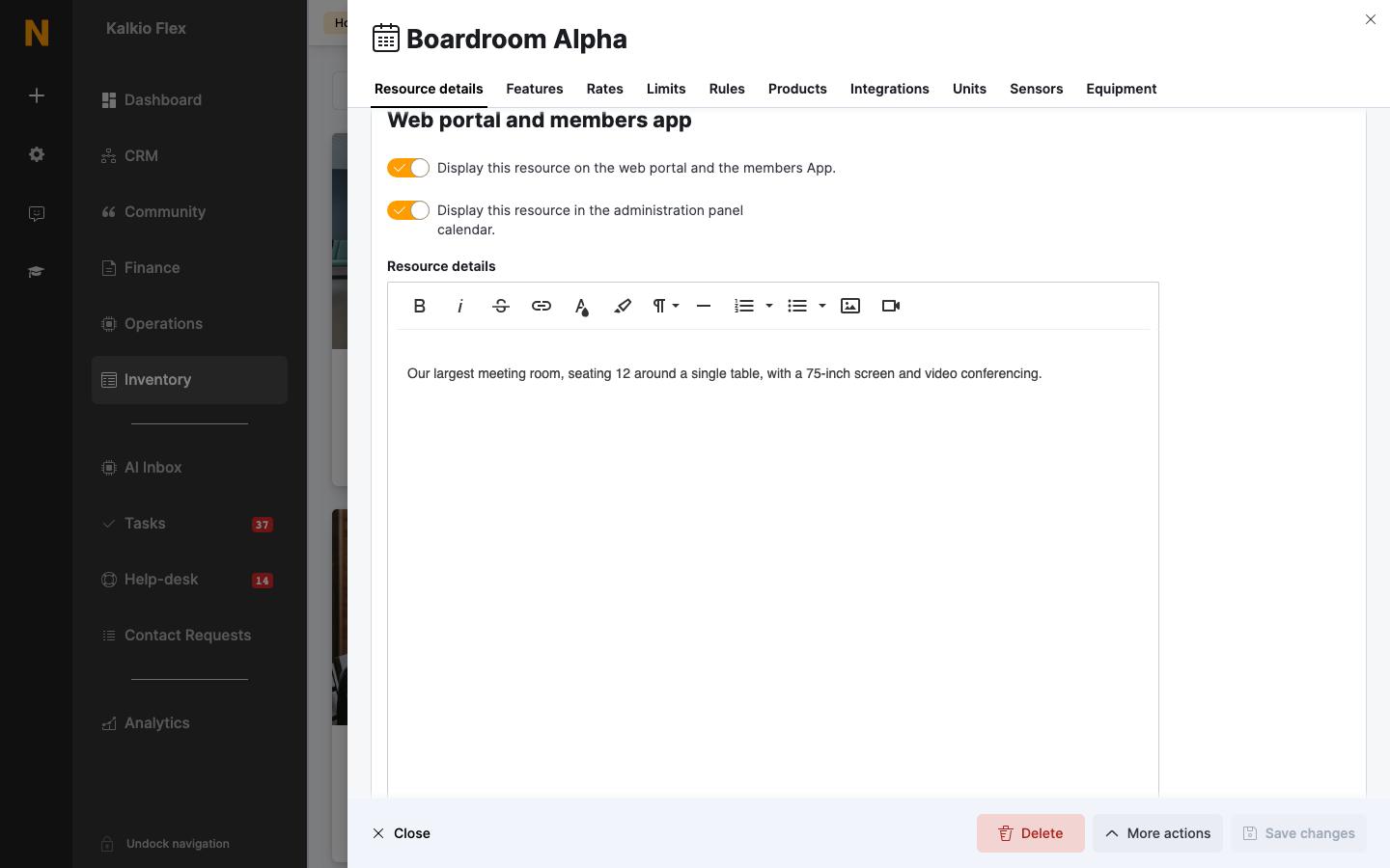 Web portal and members app settings