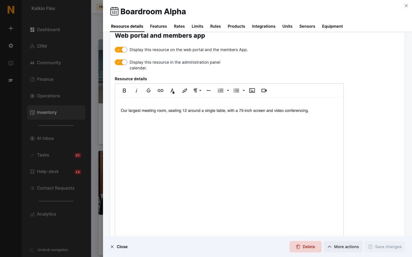 Web portal and members app settings