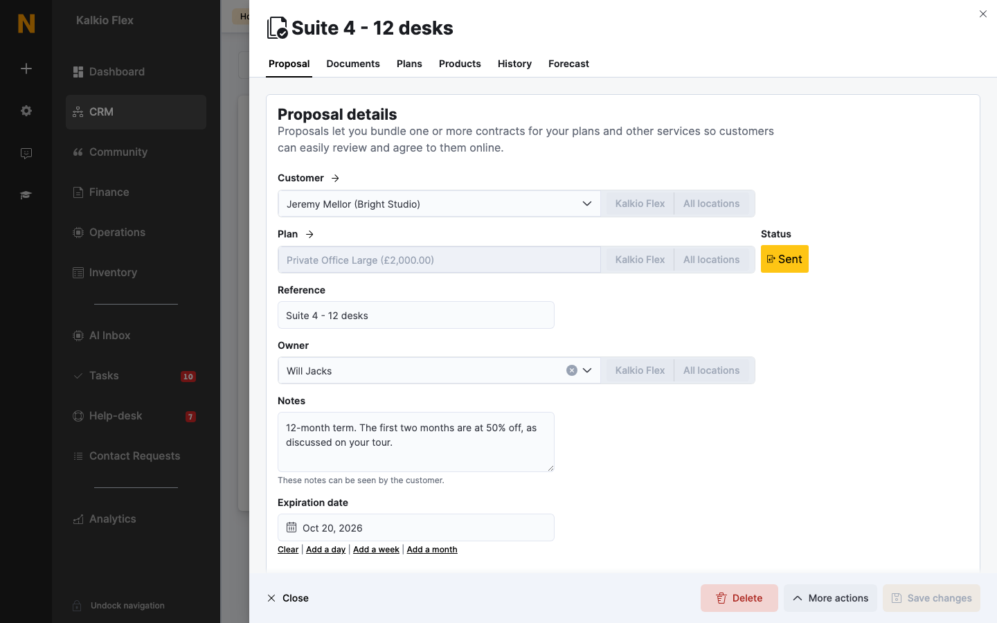 A proposal open on the Proposal tab