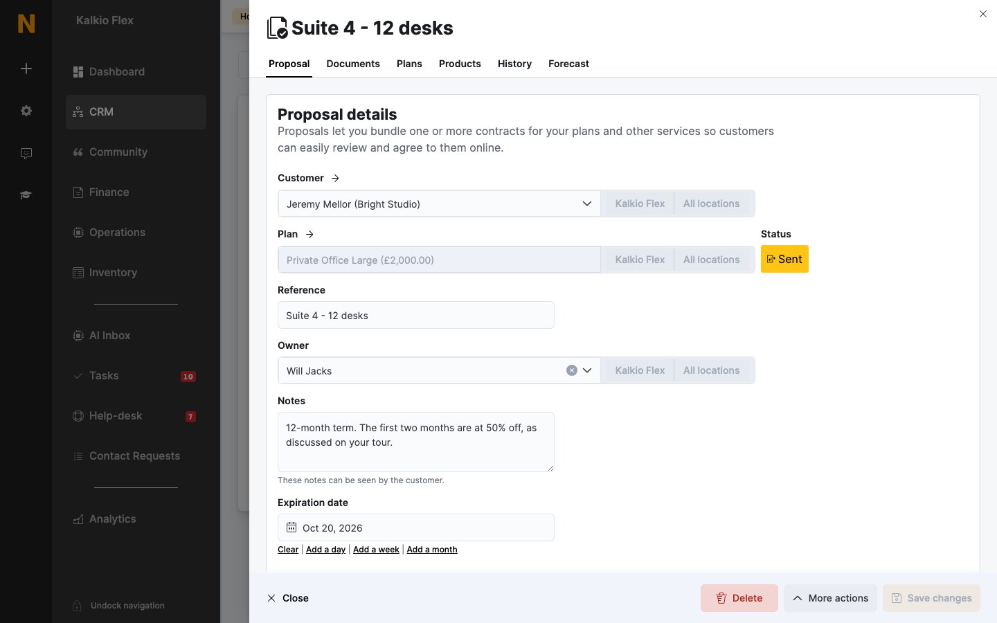A proposal open on the Proposal tab