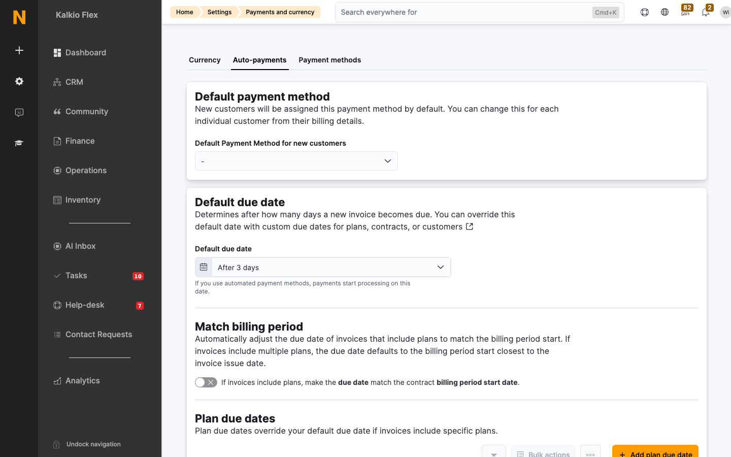 Auto-payments settings
