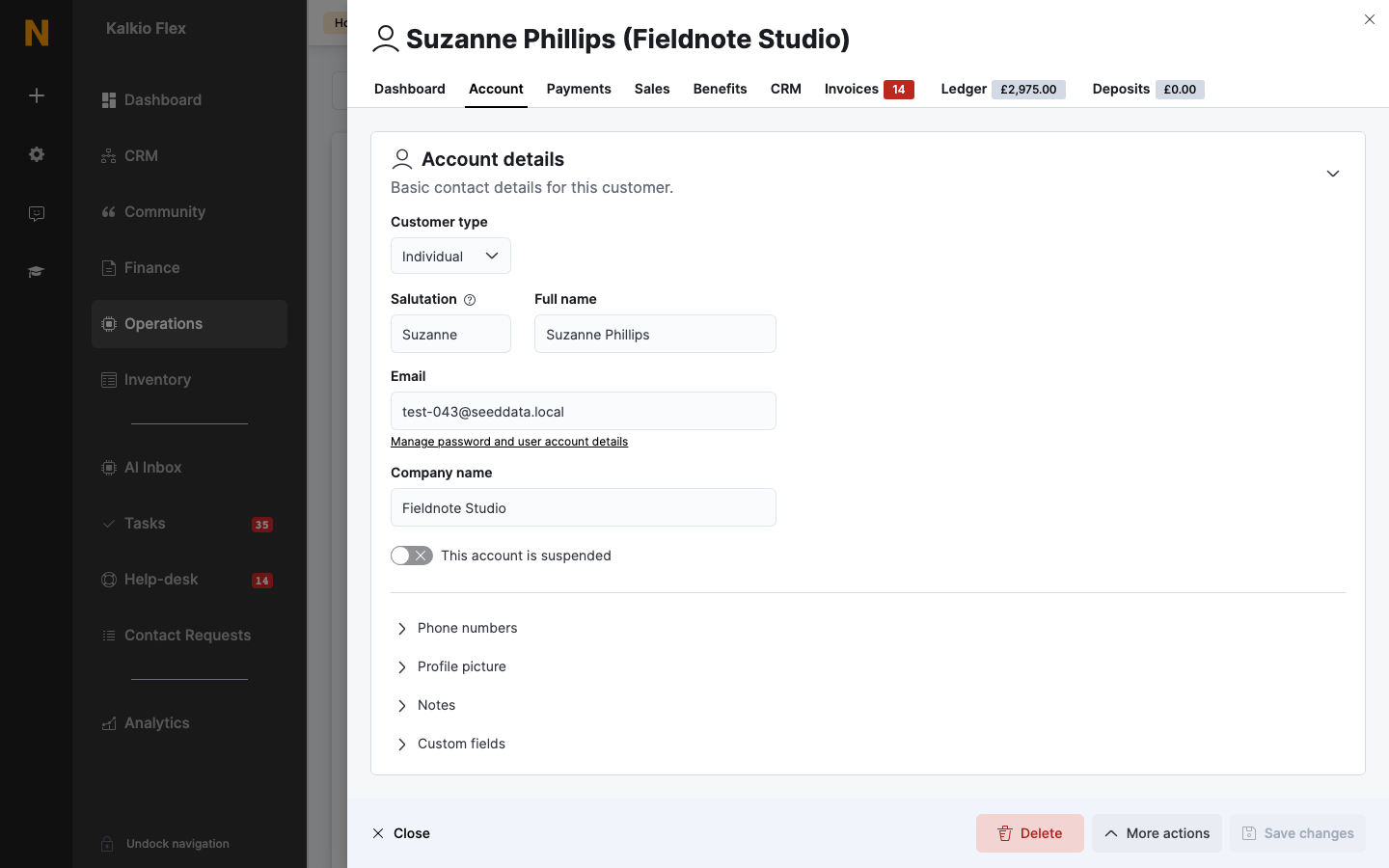 A customer record