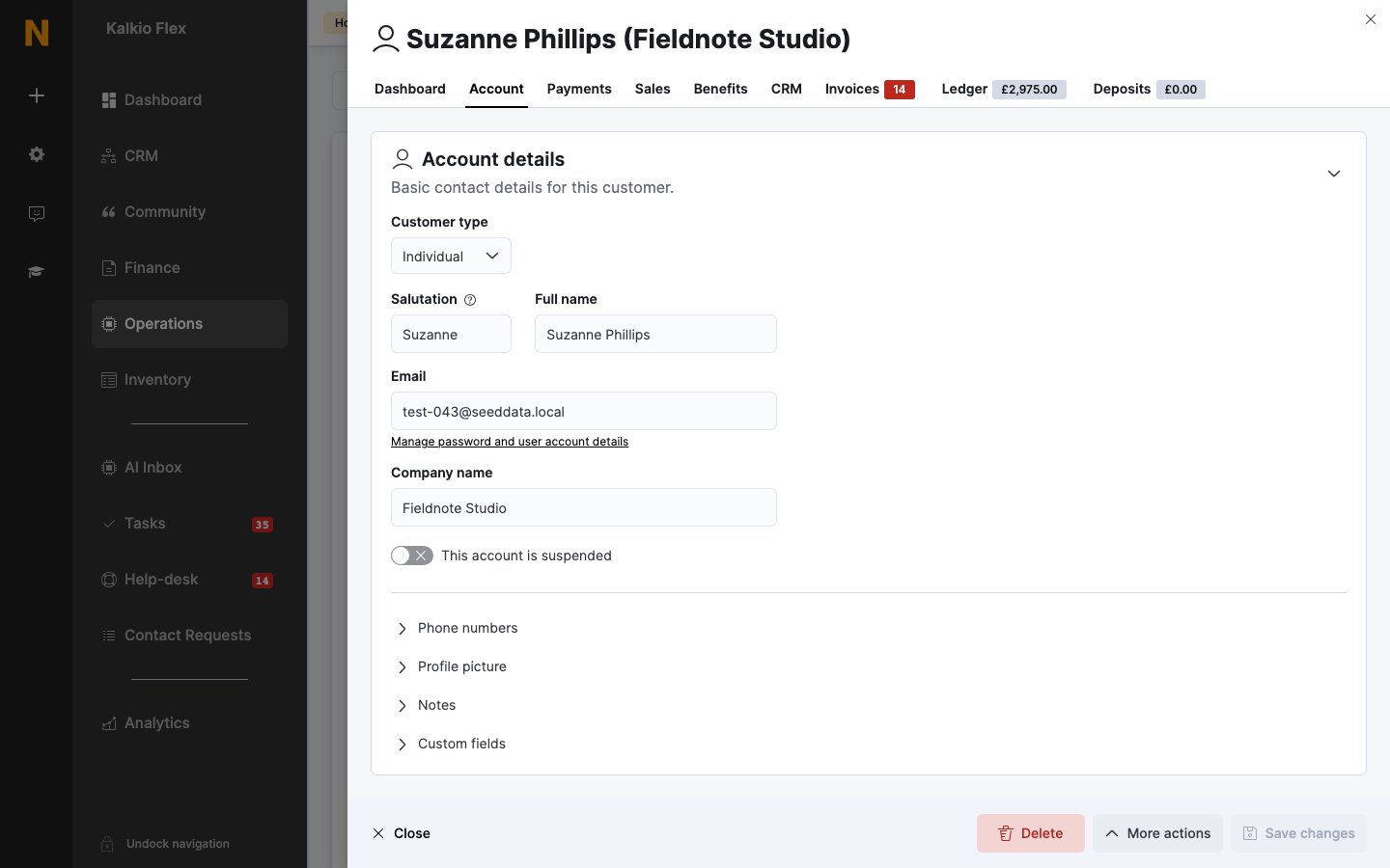 A customer record
