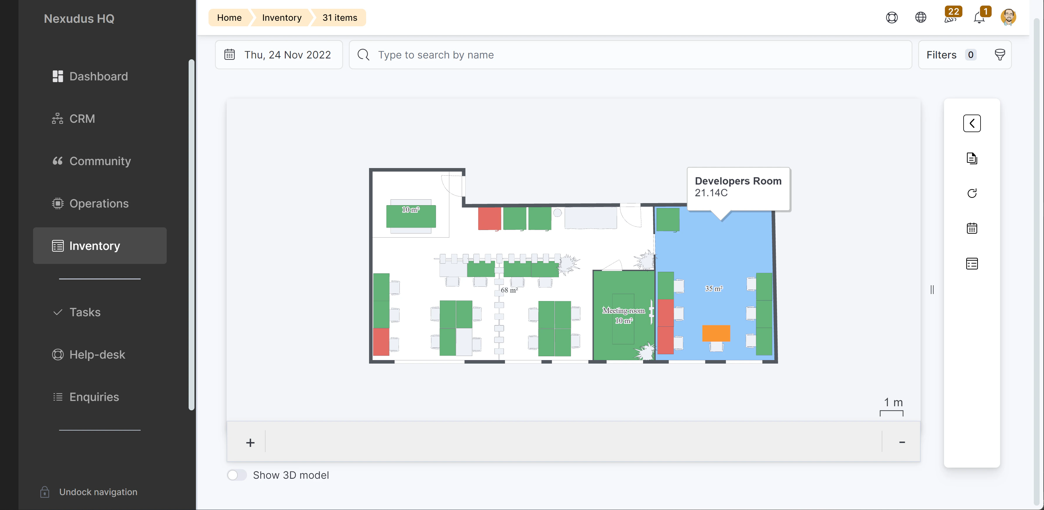 Sensors on floor plan