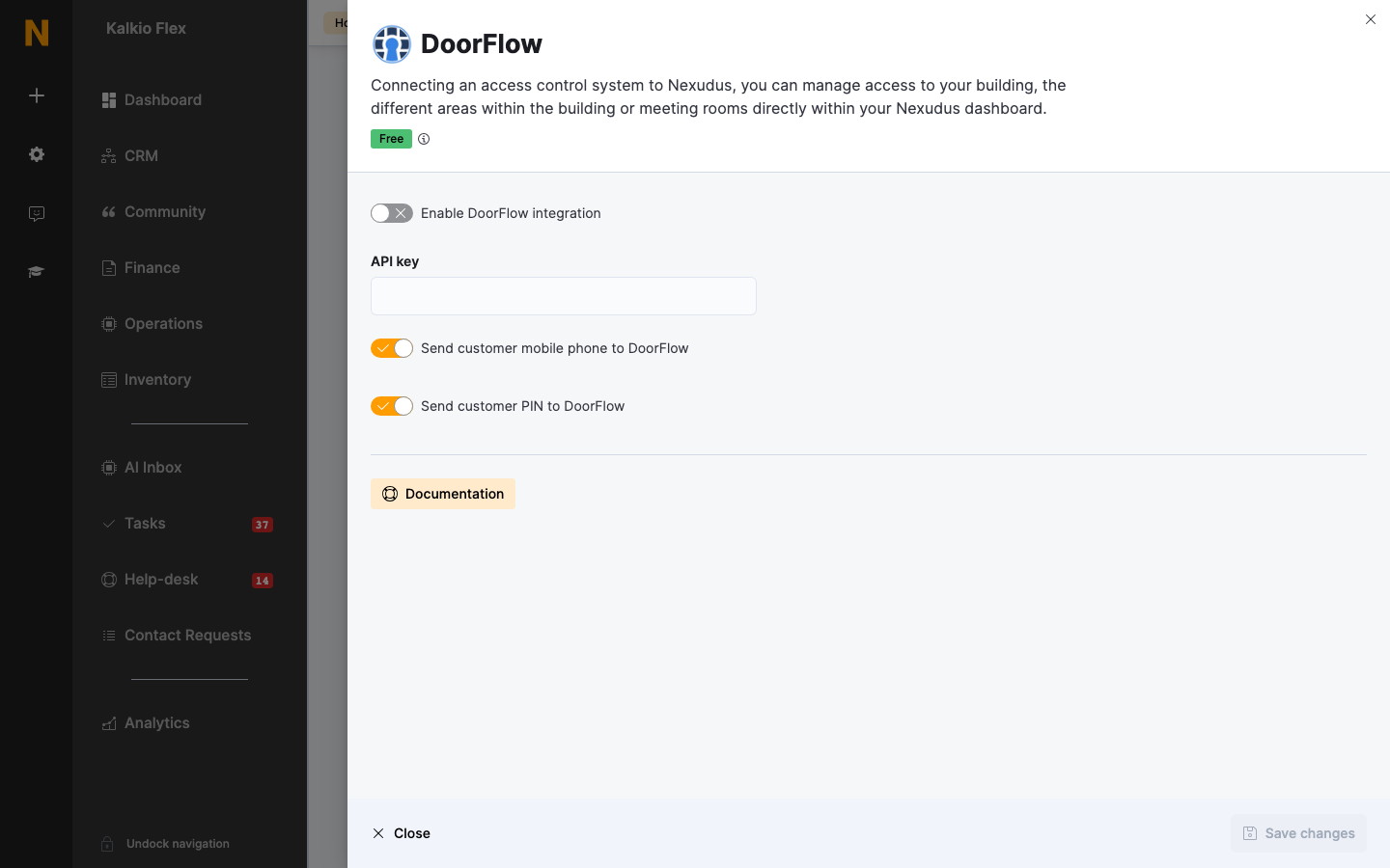 DoorFlow settings