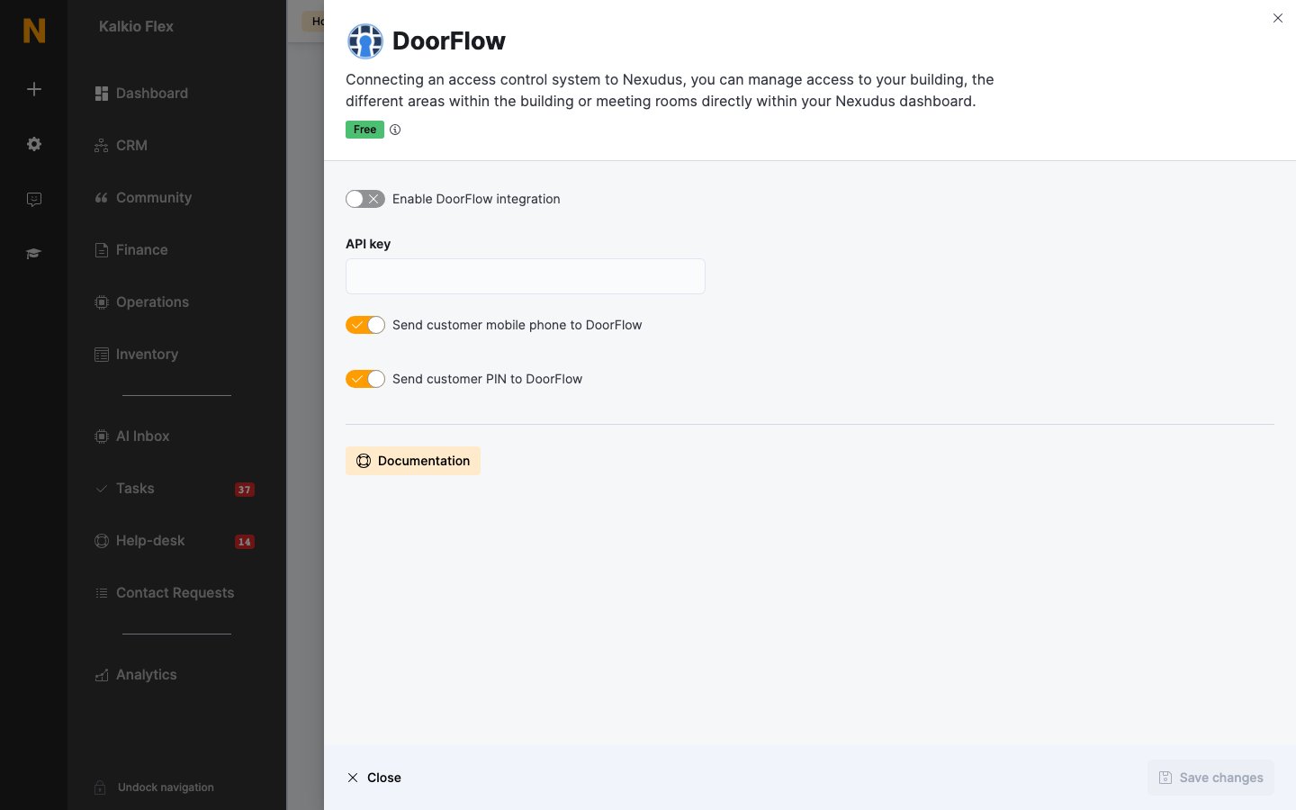 DoorFlow settings