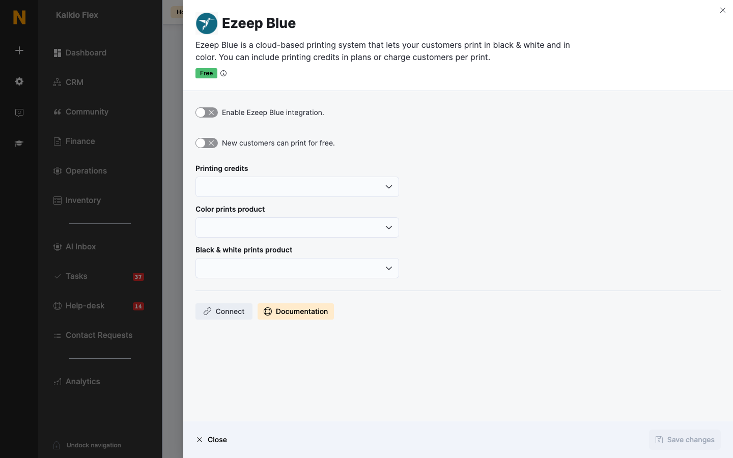 Ezeep Blue settings