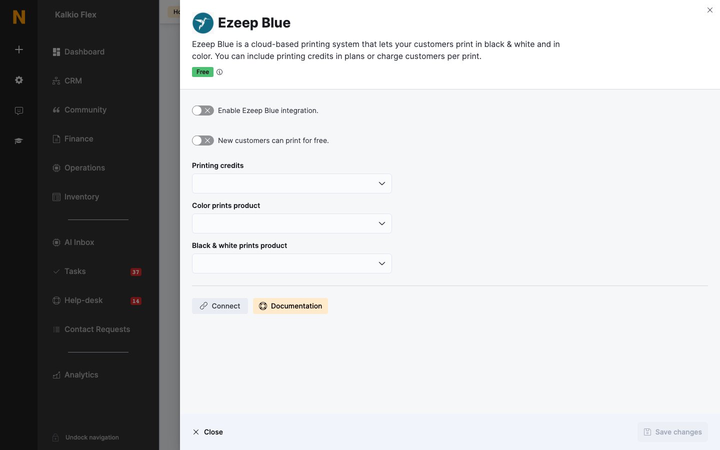 Ezeep Blue settings