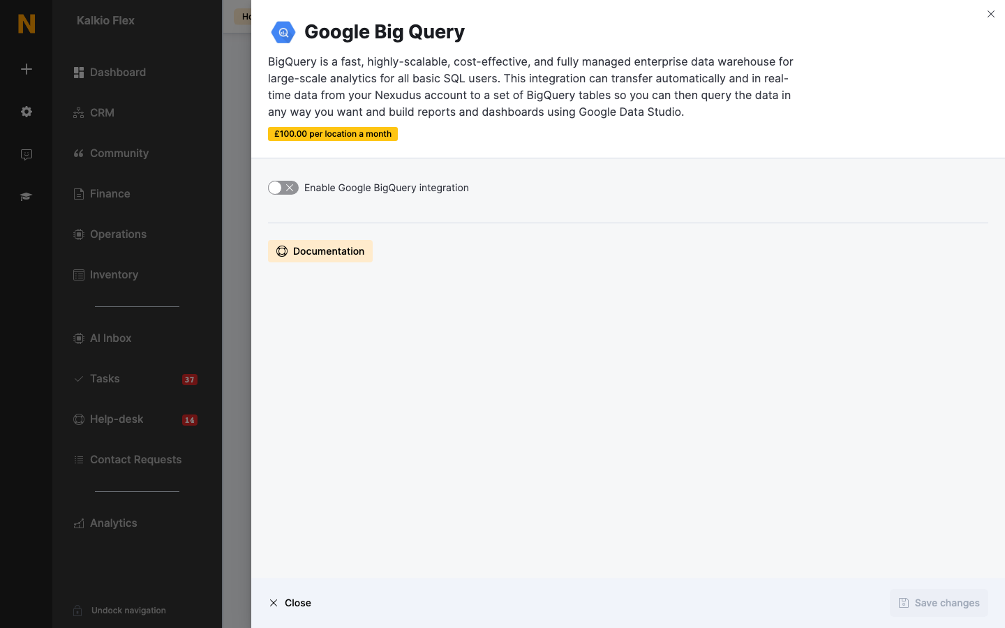 Google BigQuery settings