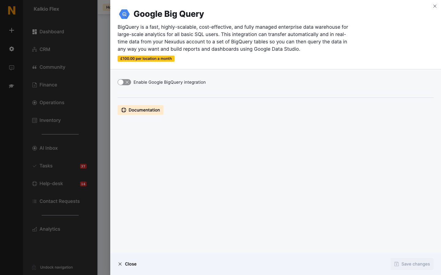 Google BigQuery settings