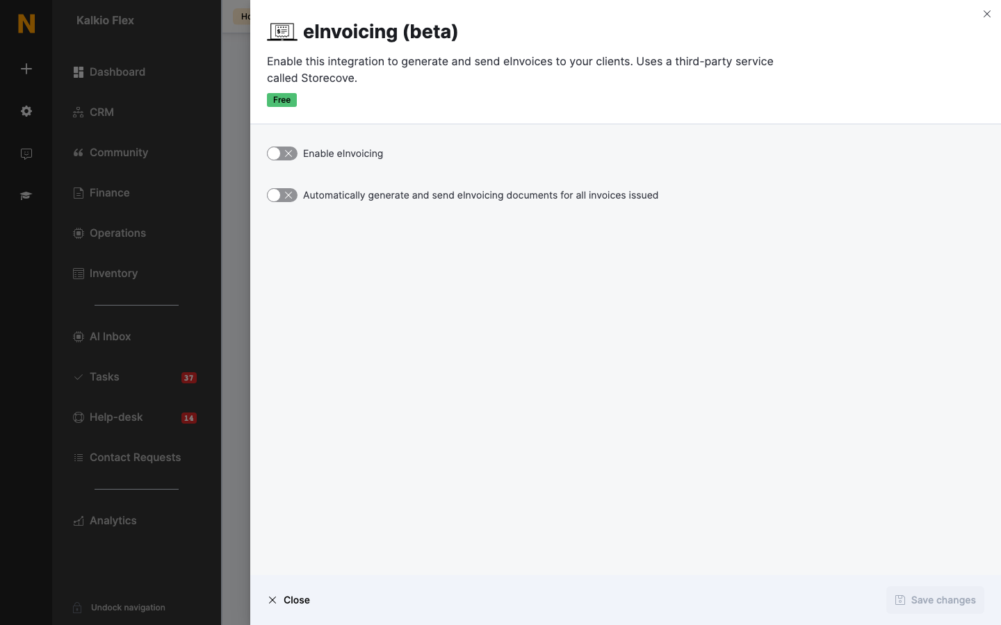 E-invoicing settings