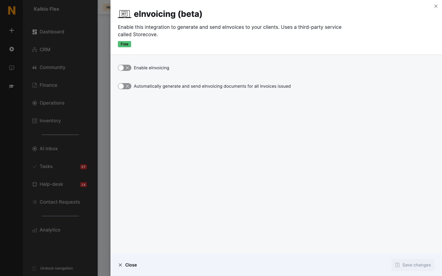E-invoicing settings