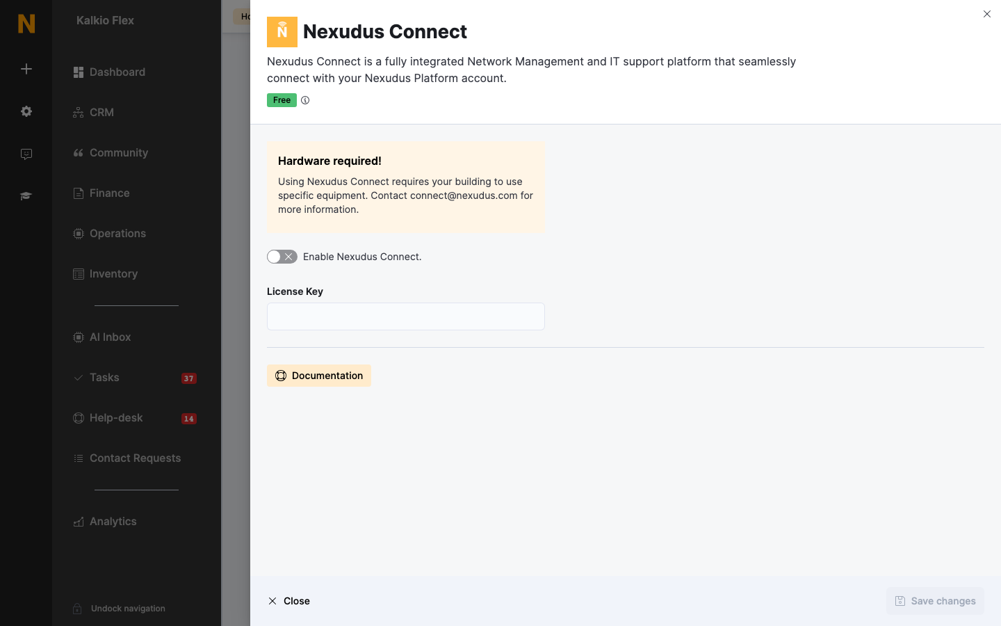 Nexudus Connect settings